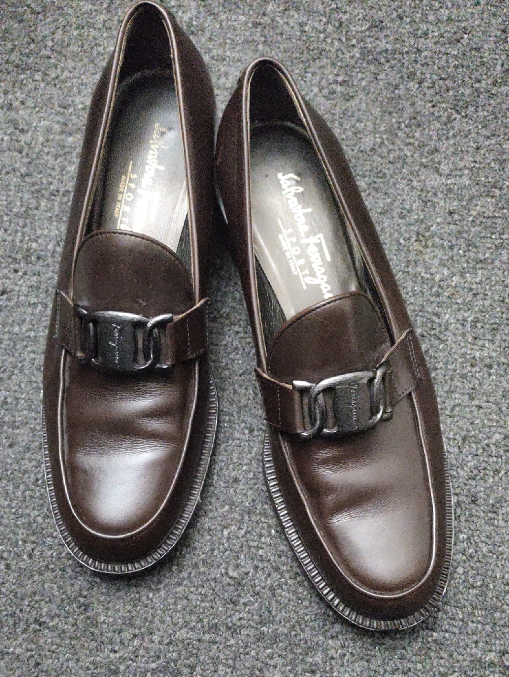 Salvatore Ferragamo Dark Brown Leather Bit Slip-On Loafers